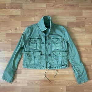 LEVI’S | Army Green Slightly Cropped Cotton Twill Jacket Pockets XS